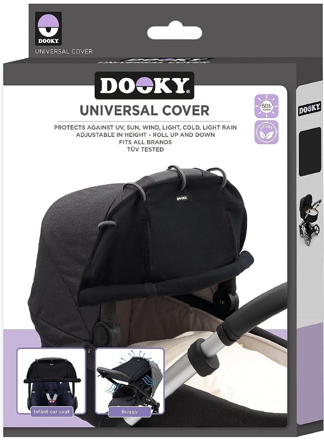 Dooky Sun Shade, Universal Fit for Carriers Strollers Pushchairs, Plain Black - Image 3